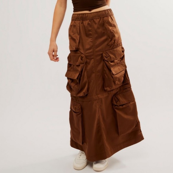 HOST PIC DIESEL O-NITA CARGO INSPIRED LONG SKIRT W/OVERSIZED POCKETS IN BROWN 40 - Picture 6 of 7